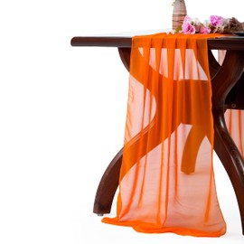 MDS Pack of 25 | Orange |10ft Chiffon Table Runner 29x120 Inches Long Romantic Rustic Sheer Gauze Runner for Wedding Bridal Shower Birthday Banquets Engagement Spring Easter Boho Decorations