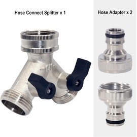 Wzzy Gurden 2 Way garden Hose Splitter,Garden Hose Splitter, Y Valve, Two Way Tap Connector with 2 x3/4" Quick Connector, 3/4" Tap Y Splitter Brass Hose Connector