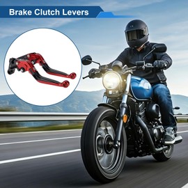 A ABSOPRO Kurze Lange Brems- und Kupplungshebel für Yamaha YZF R1 99-01 6-fach verstellbarer Motorradlenker Bremshebel Aluminiumlegierung Roter Kopf Schwarzer Griff