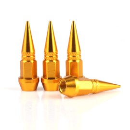 SINGARO Tapones de válvula de vástago de aluminio de 45 mm, 4 tapas de vástago de rueda a prueba de polvo para automóviles, SUV, camiones, bicicletas y motocicletas (dorado)