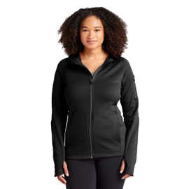 SPORT-TEK Women's Fleece Full Zip Hooded Jacket L Black
