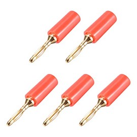 Sourcingmap 2mm Banana plugs Speaker Wire Cable Plugs Connectors Gold Red 5pcs Jack Connector