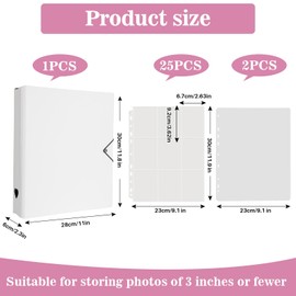 Shougege A4 Minimalist Photocard Binder with 25 Pages 9 Pocket Single Side Inner Refills and 2 Divider Acid-Free with 225 Pockets (A4, Heart, White)