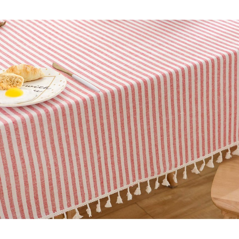 Plenmor Linen Tablecloth Cotton, Linen Look Tablecloth Washable Table Cloth