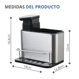 DanDu Home Organizador de Fregadero con Dispensador de Jabón, Acero Inoxidable, Negro