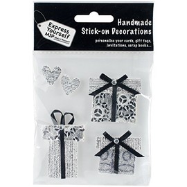 Express Yourself MIP MIP 3D Stickers Silver Gift Boxes and Hearts, Acrylic, Multicoloured, 0.09 x 3.9 x 5.9 cm