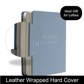 Urby Left Handed Journal w. Leather Cover. The Lefty Stuff Series. College Ruled Left Handed Notebooks, 200 Pages, 80GSM Premium Paper. US Letter Size. 11x8.5in. Steel Grey