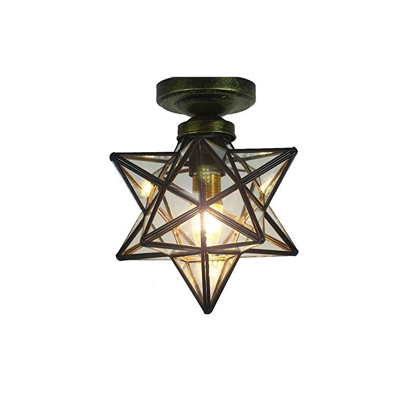 Clear Glass Star Flush Mount Moravian 8'' Star Ceiling Light
