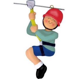 ZIPLINE CHRISTMAS ORNAMENT MALE VACATION ZIP LINE HOLIDAY GIFT PRESENT BOY