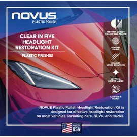 NOVUS Clear in Five Headlight Restoration Kit, 2 Ounce 1, #2, and #3 Bottles, Buffing Pad, Backing Pad Drill Attachment, 1,000 Grit Sanding Disk, 3 Polish Mates (NOVUS Headlight Restoration Kit)