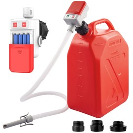 Fuel Transfer Pump, Automatic Gas Can Pump with Auto Stop and Overfill Protection, 52'' Extra Long Hose, 3.2 GPM, 4 Tank Adapters, Battery Powered, Portable Gas Transfer Pump for Oil, Diesel, Gasoline