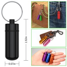 Small Portable Pill Case with Keychain(10 Pack), Urekt Waterproof Aluminum Pill Organizer Metal Mini Box Pocket Drug Storage Container for Outdoor Camping Travel