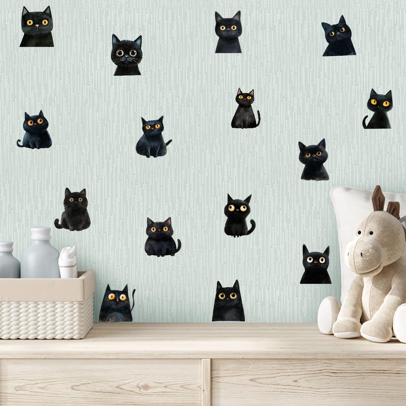 XUOIAYNB Cute Black Cat Wall Stickers, Lovely Pet Cats Vinyl