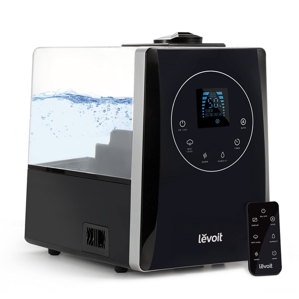 LEVOIT LV600HH 6L Warm and Cool Mist Ultrasonic Humidifier, Rapid Humidification for Bedroom Large Room, Essential Oil Diffuser, Humidity Setting with Built-in Sensor, Auto Mode, Timer, Remote Control