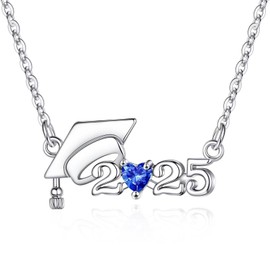 Iefil 2025 Graduation Gifts for Her - Class of 2025 Gifts, College Graduation Necklace, Jewelry for Women Daughter Girlfriend Sisters, September Birthstone Necklace, Sapphire Jewelry