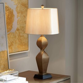Helen Modern Contemporary Style Table Lamp Sculptural 30" Tall Gold Base Tapered Drum Shade Decor for Living Room Bedroom House Bedside Nightstand Home Office Entryway Reading - Possini Euro Design