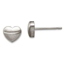 7mm Titanium Brushed Love Heart Post Earrings 6x7mm Wide Stud Earring for Women