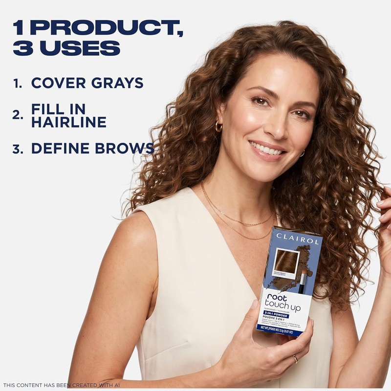 Clairol polvo ocultante temporal para retoques de raíces, Marrón medio,