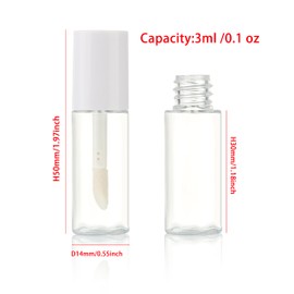 COSIDEA 50pcs 3ml mini lip gloss tubes Bulk Sample size Round White lipgloss cotainer pack bottles for lip tin oil refill