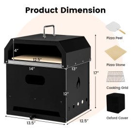 Costway 4-in-1 Outdoor Pizza Oven Wood Fired 12" Pizza Oven Portable Patio Camping Oven