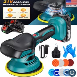 21V Dual Action Car Polisher Machine 6" Cordless Sander Polishing w/ 2 Battery