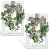2 Pieces Farmhouse Wall Decor Wood Window Frame with Eucalyptus