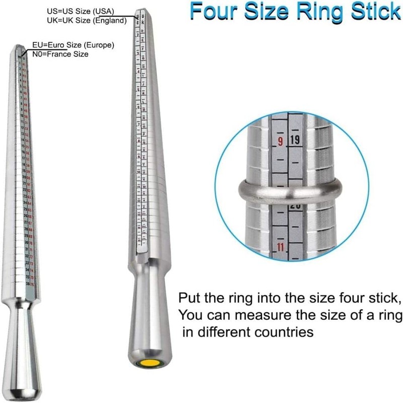 Ring Sizer Measuring Tool Set, Plastic Ring Mandrel & Metal