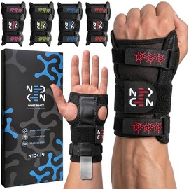 Wrist Brace Carpal Tunnel - Support With Splint For Tendonitis And Pain Relief, Adjustable Wrist Support Right And Left Hand, Breathable (Red)