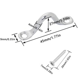 ITROLLE 12pcs Marine Eyes with Back Bow Yacht Small Puller 4MM(12 Handles + 24 Screws Set) Hardware Pull Buckle Nail U-Shape Saddle Hump Back Rope Buckle