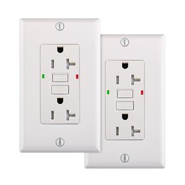 Wengart GFCI Outlet Tamper Resistant,2pack LED Indicator,Ground Fault Electric with Decor Wall Plates and Screws,UL Listed,Back &Side Wire,White