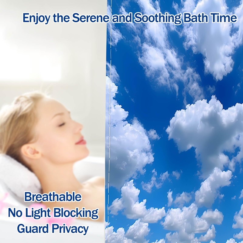 DLTAY Blue Sky Shower Curtain White Clouds Nature Scenic Landscape
