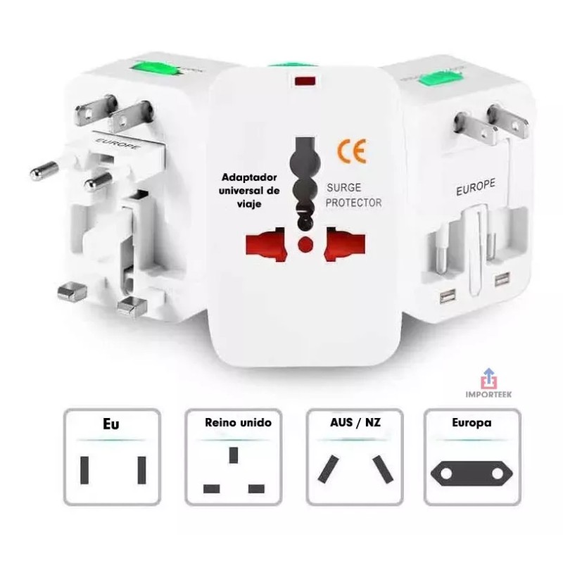 Importeek 20pz Adaptador Convertidor Clavija Corriente Universal Viaje