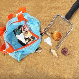 Vodolo Vodolo Beach Mesh Shovel with Mesh Beach Bag for Shell Collecting, Kids Filter Sand Scooper for Picking Up Shells, Shark Tooth Sifter Dipper for Boys and Girls, Toy