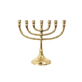 NKlaus Menorah 4034 7-Arm Brass Gold Candlestick up to Diameter 1.5 cm Height 15 cm Menorah Width 18 cm Church Supplies Decoration