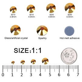 Meibite Hotfix Rhinestones Bulk, 14400PCS Gold Hot Fix Rhinestones for Clothes DIY Decoration Crafts, Gold, SS20, 4.6-4.8mm