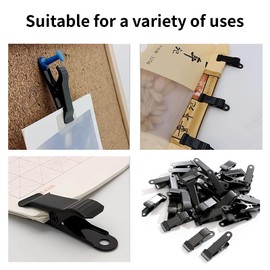 16 Pcs Mini Metal Alligator Clips, Small Spring Clamps Metal Clips for Wire Holding, Snack Sealing, Paper Clamping, Craft Work, Photo Display (Black)