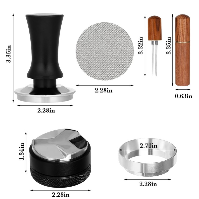 Adjustable Depth Espresso Tamper Set: 58mm Spring Loaded Espresso Distributor