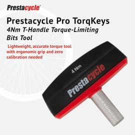 Prestacycle Pro TorqKeys 4Nm T-Handle Torque Limiting Tool – Torque Wrench Bit with Ergonomic Low-Profile Grip, Magnetic 1/4" Hex Bit Retention, Durable Zinc Shaft