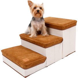 Small Dog Stairs - Pet Stairs for Couch and High Beds, Folding Steps, Pet Toy Storage, Cat Stairs for Bed-Allows Your Pets Easy Instant Access to Your Sofa or Bedside