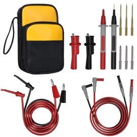 MAKEITPRO - Kit de cables de prueba de multímetro con funda de transporte suave para herramientas de cocodrilo clips de gancho de prueba, puntas de alambre reemplazables de precisión afiladas para