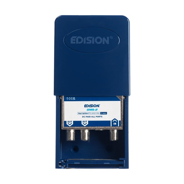 EDISION OMS-2 Satellite Splitter 2-Way MAST Outdoor, Suitable for TV,