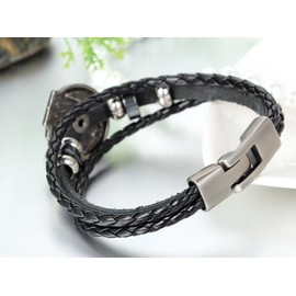 Jewelrywe Jewellery Necklace with Pendant for Men and Women, Chain Length 55 cm, Available in Poker J Stainless Steel Silver (with Gift Bag), Leather, No Gemstone, Leather, No Gemstone