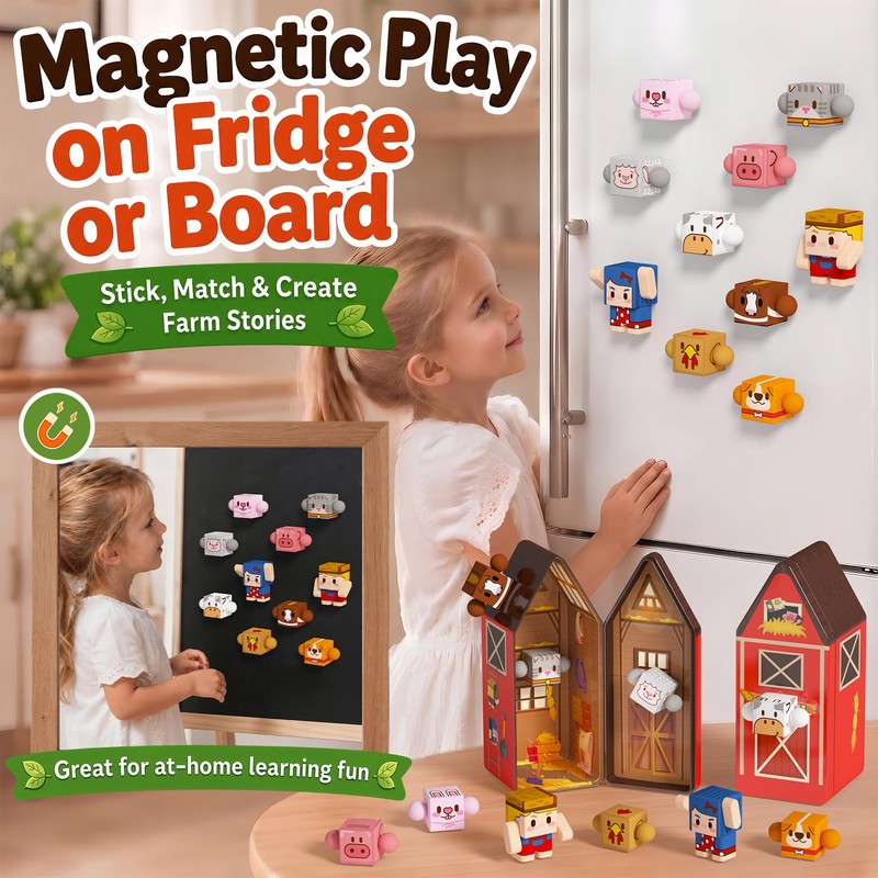 GobiDex Magnetic Travel Toys Farm Figures Set in a Portable