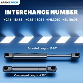 ARANA PROP 10 inch 60LB Gas Struts, C16-15051 Lift Supports Shocks for Hatch Boat Rod Locker Cooler Snap Box Weather Guard Toolbox Lid, 2pcs (Fits 48-66 lbs Lid)