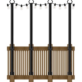 AILBTON 4 Pack 5Ft String Light Poles,Light Poles for Outside String Lights,Outdoor Light Poles with Fence Bracket,Metal Pole Stand for Patio,Backyard,Deck