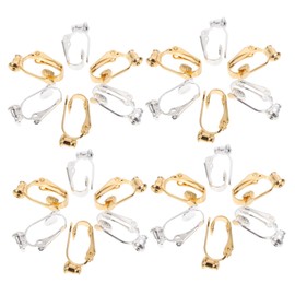 Gadpiparty 20PCS DIY Ear Clips Converters Earring Accessories Non Pierced Clip Earrings Gold Silver Plated Easy Fastening for Thick Ears Allergy Resistant Jewelry Parts