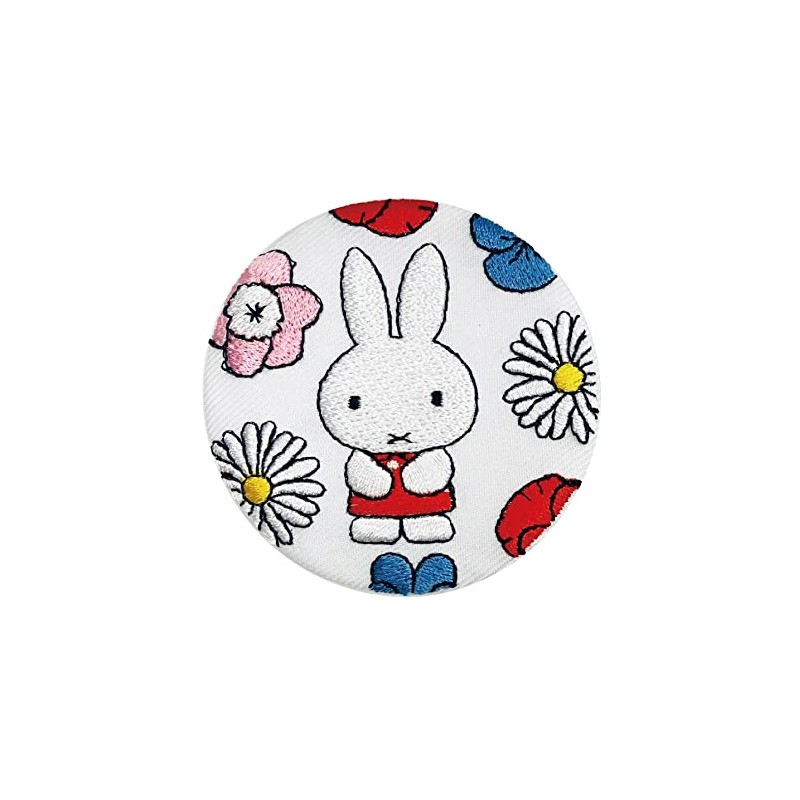 Minoda Miffy Floral Embroidered Can Badge White D02B2005