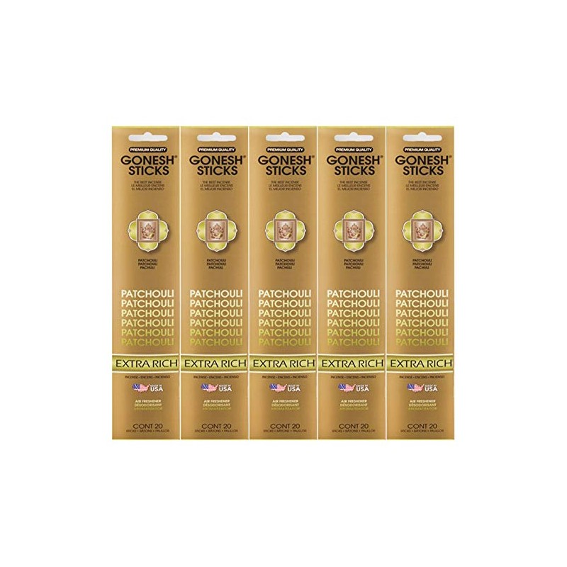 Gonesh Incense Sticks Extra Rich Collection - Patchouli 5 Packs
