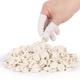 Ueixieo White Latex Finger Cots Finger Protectors, Disposable Medium-sized Finger Gloves, Fingertip and Finger Sleeve Protector,Latex Thumb Protector for Finger Tips (Approx.210 PCS)