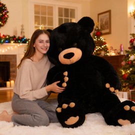 MorisMos Giant Teddy Bear Stuffed Animal 5Ft, 59'' Big Black Teddy Bear for Baby Shower Party Decoration, Large Black Stuffed Animal Gift for Kid Girl Boy Girlfriend Birthday Christmas Mother's Day